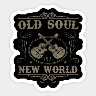 Old Soul in a New World Country Bluegrass Music Guitar Fan Sticker